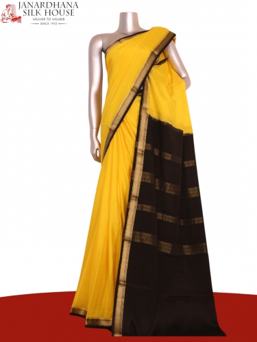 Pure Contrast Mysore Crepe Silk Saree